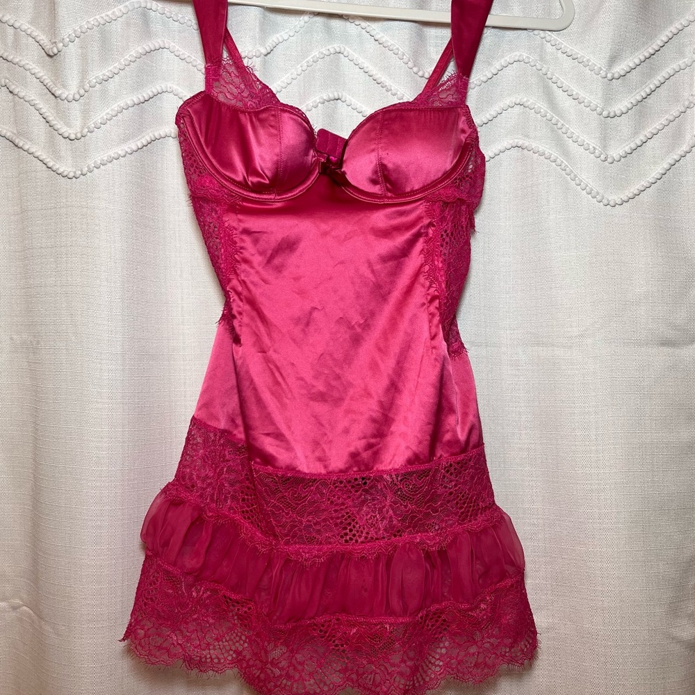 Vintage VS Y2K, HOT PINK LINGERIE DRESS NWT